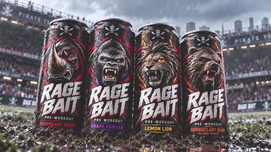 Fictional Rage Bait product packaging from the concept film